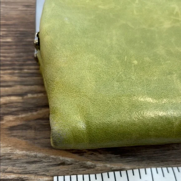 Hobo Lauren Clutch Wallet Leather Double Frame Dark Citron Moss Green Magnetic - Picture 15 of 16